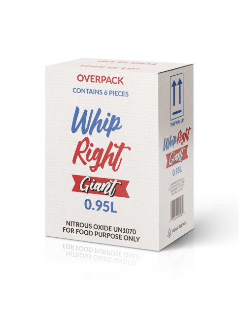 WhipRight 0.95L Giant 640G Cylinder Tank Carton (6 Cylinders) WhipRight 0.95L Giant 640G Cylinder Tank Carton (6 Cylinders)